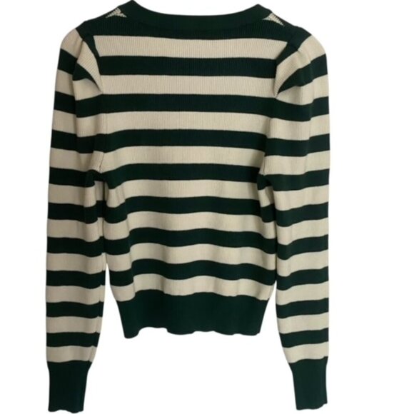 Hudson Gray Green Striped Puff Sleeve Sweater Small - Picture 3 of 4